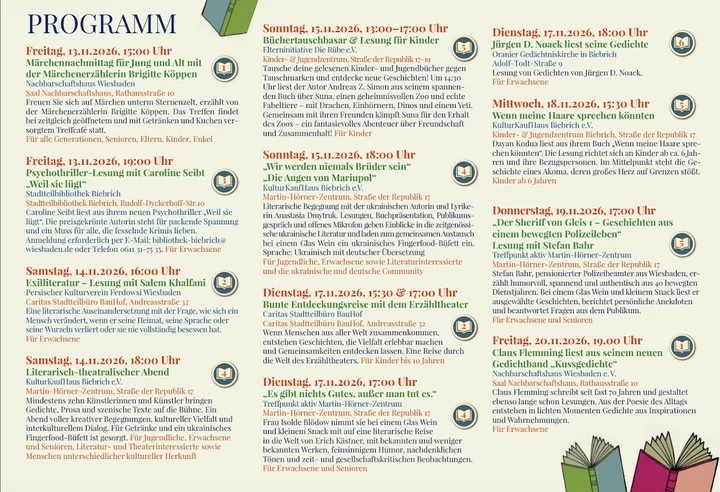 Programm des 4. Biebricher Lesefests