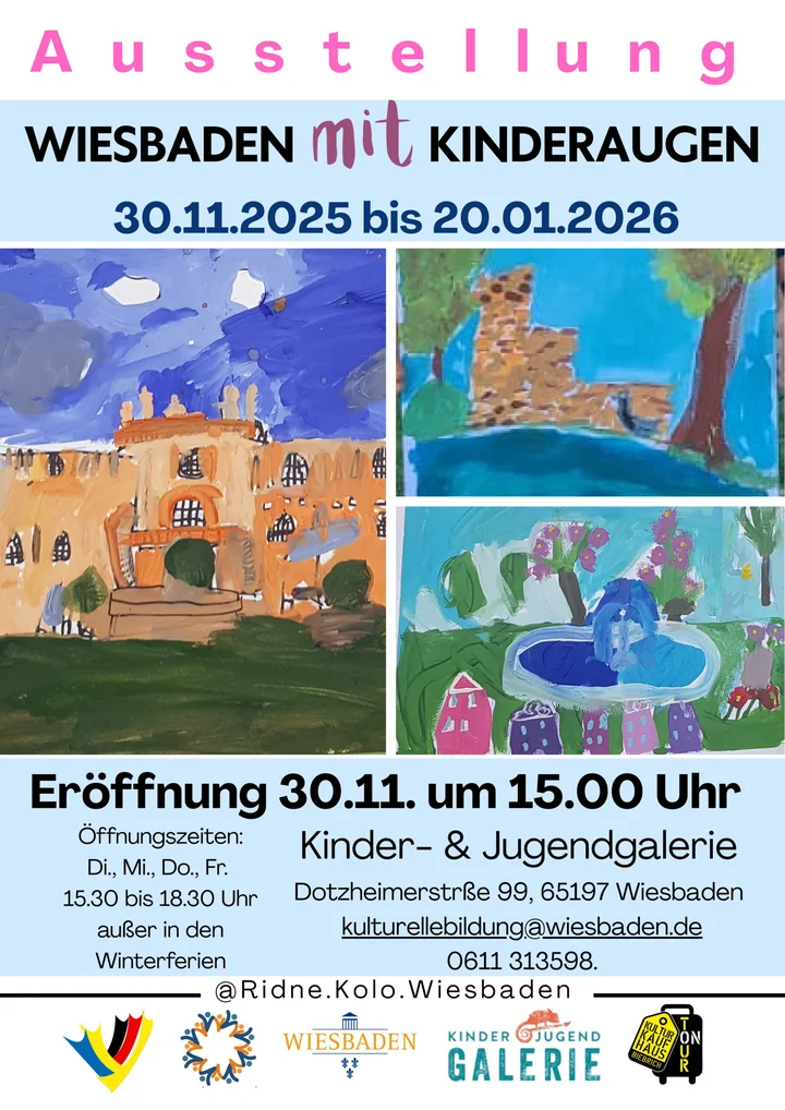 Plakat: Ausstellung „Wiesbaden mit Kinderaugen“ vom 30.11.2025 bis 20.01.2026