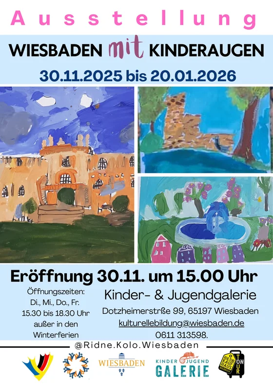Plakat: Ausstellung „Wiesbaden mit Kinderaugen“ vom 30.11.2025 bis 20.01.2026
